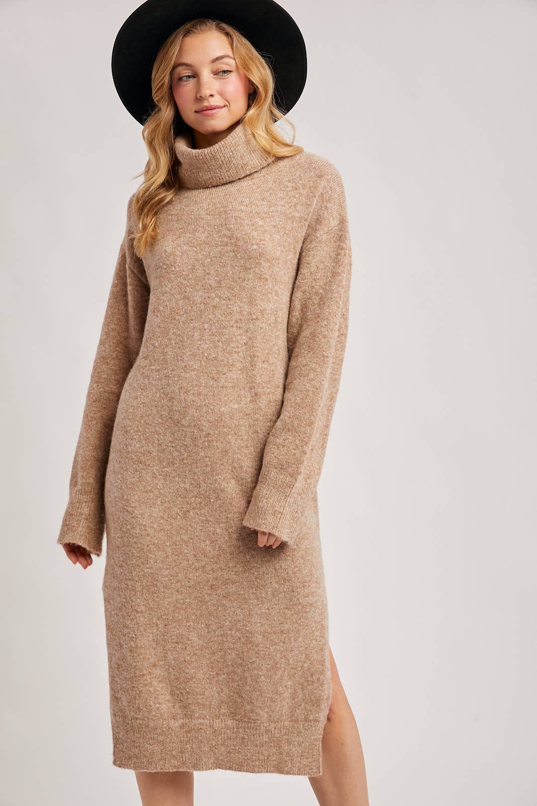 Turtleneck Knit Midi Dress