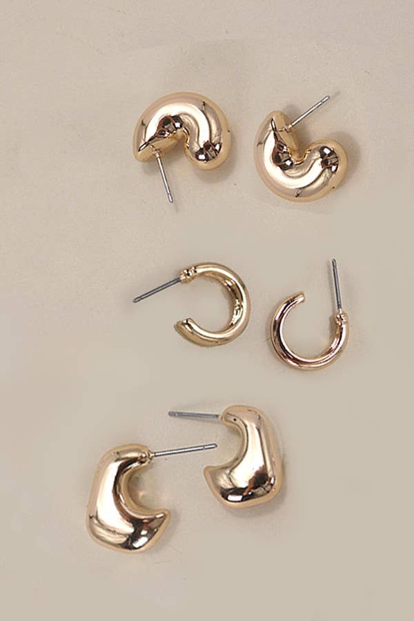 Bubble Huggie Trio Earrings