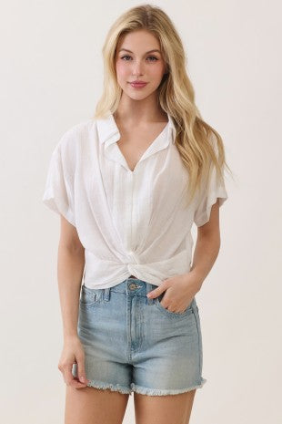 Collared Short Sleeve Top