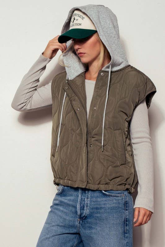 Quilted Western Hooded Vest