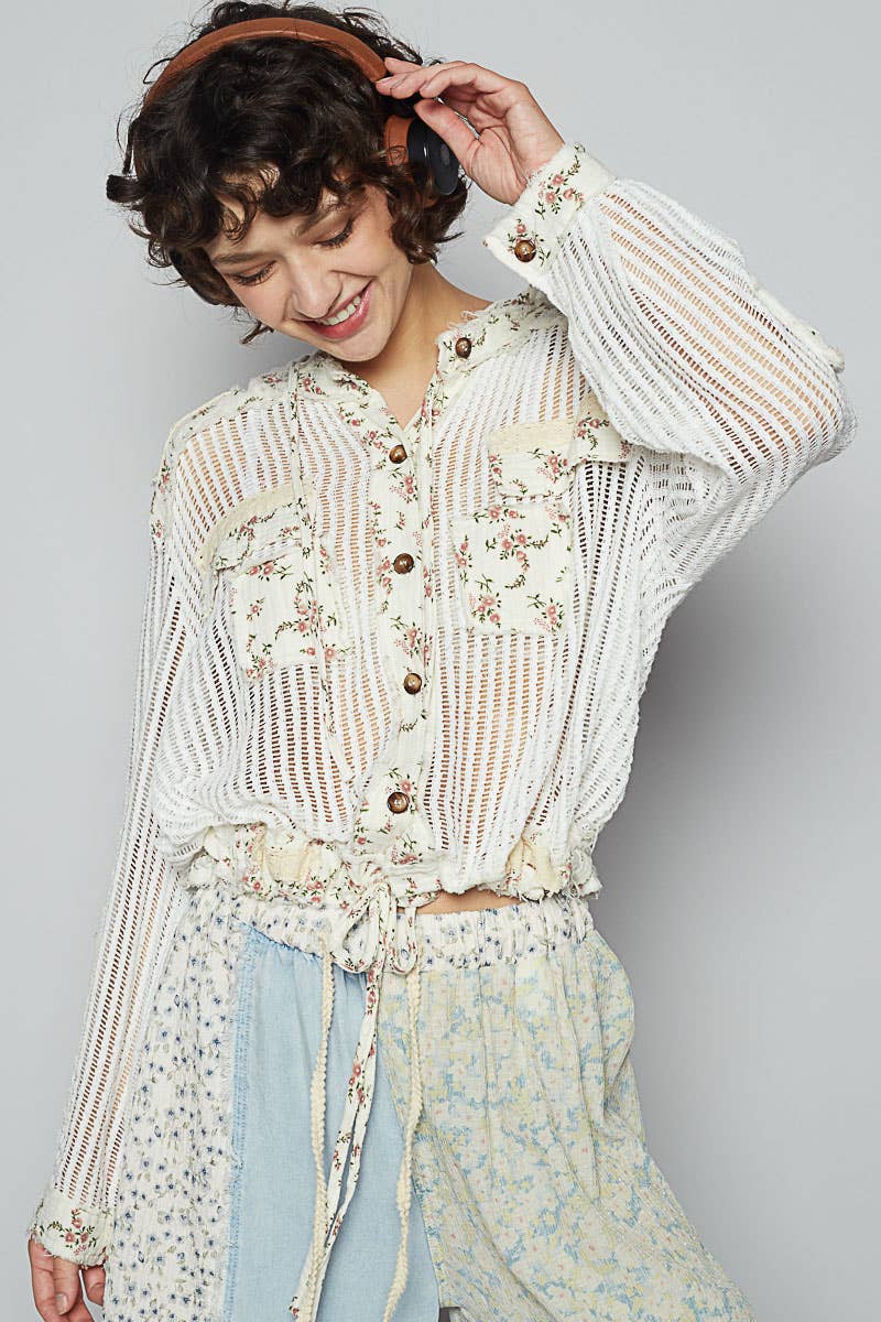 Floral Print Crochet Jacket