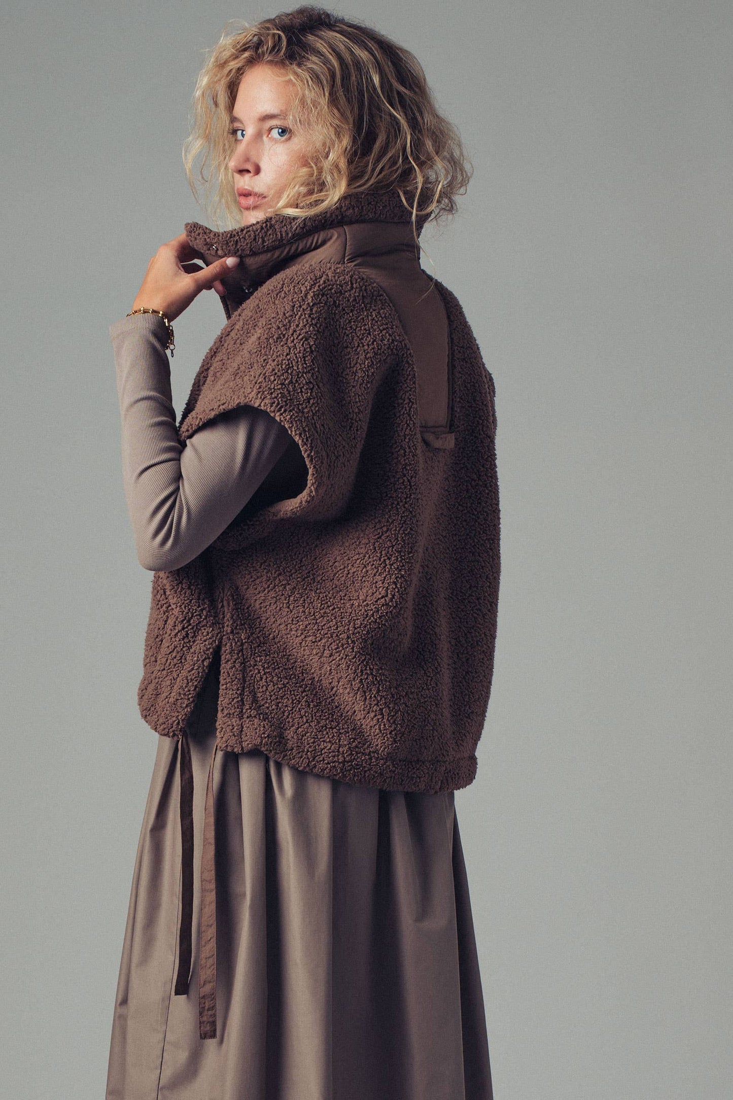 Quilted Sherpa Boxy Vest