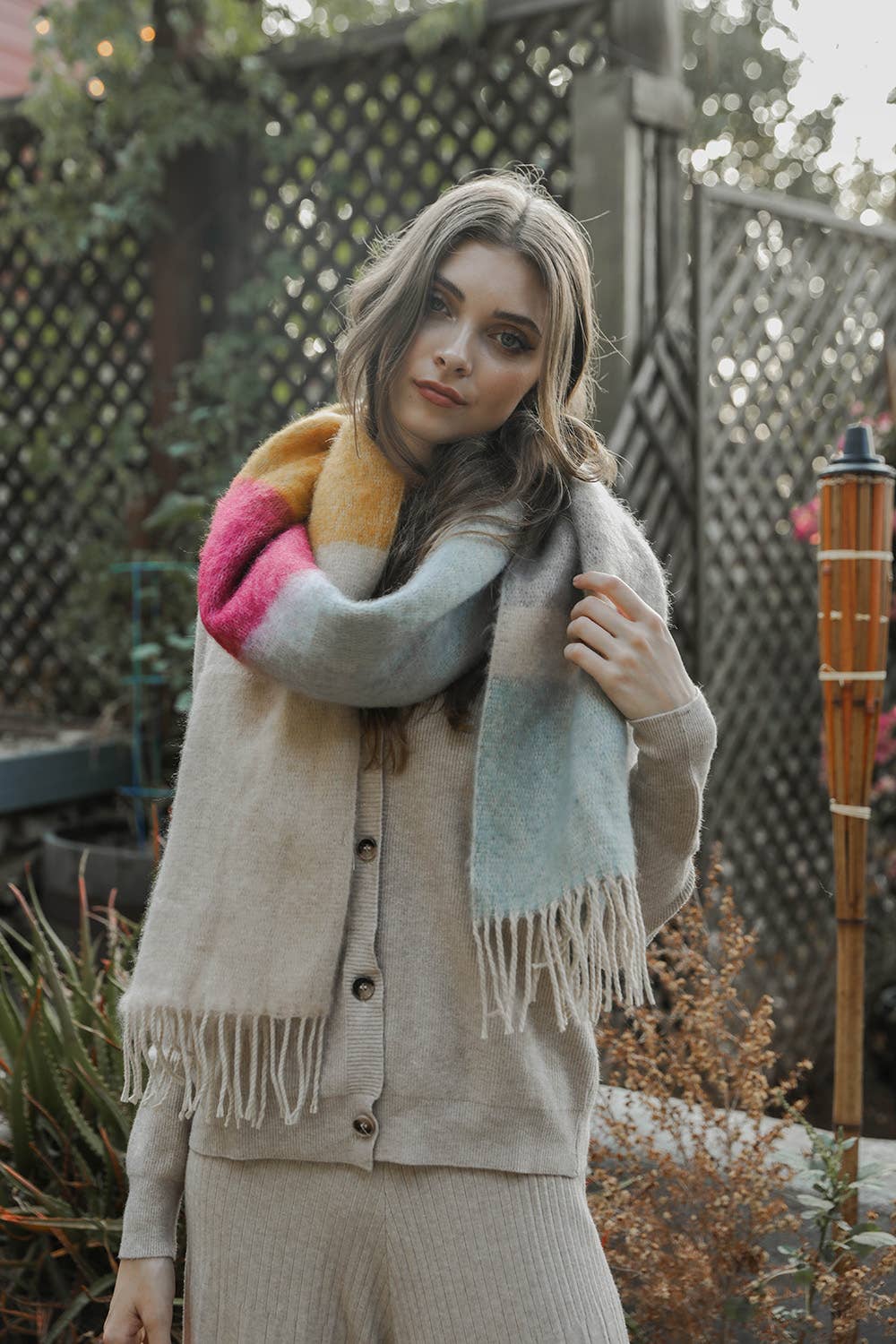 Winter Color Block Scarf