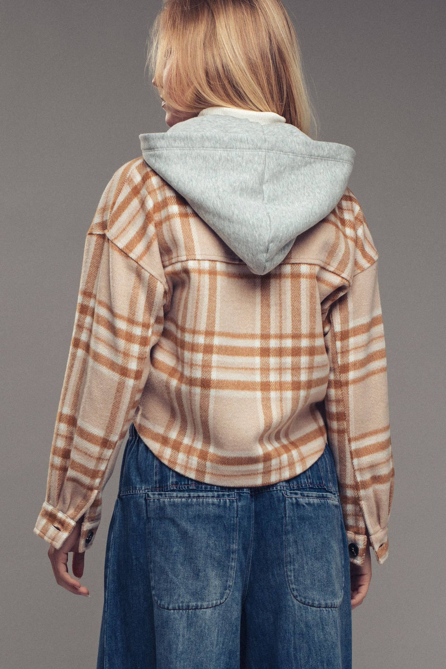 Detachable Hoodie Plaid Jacket