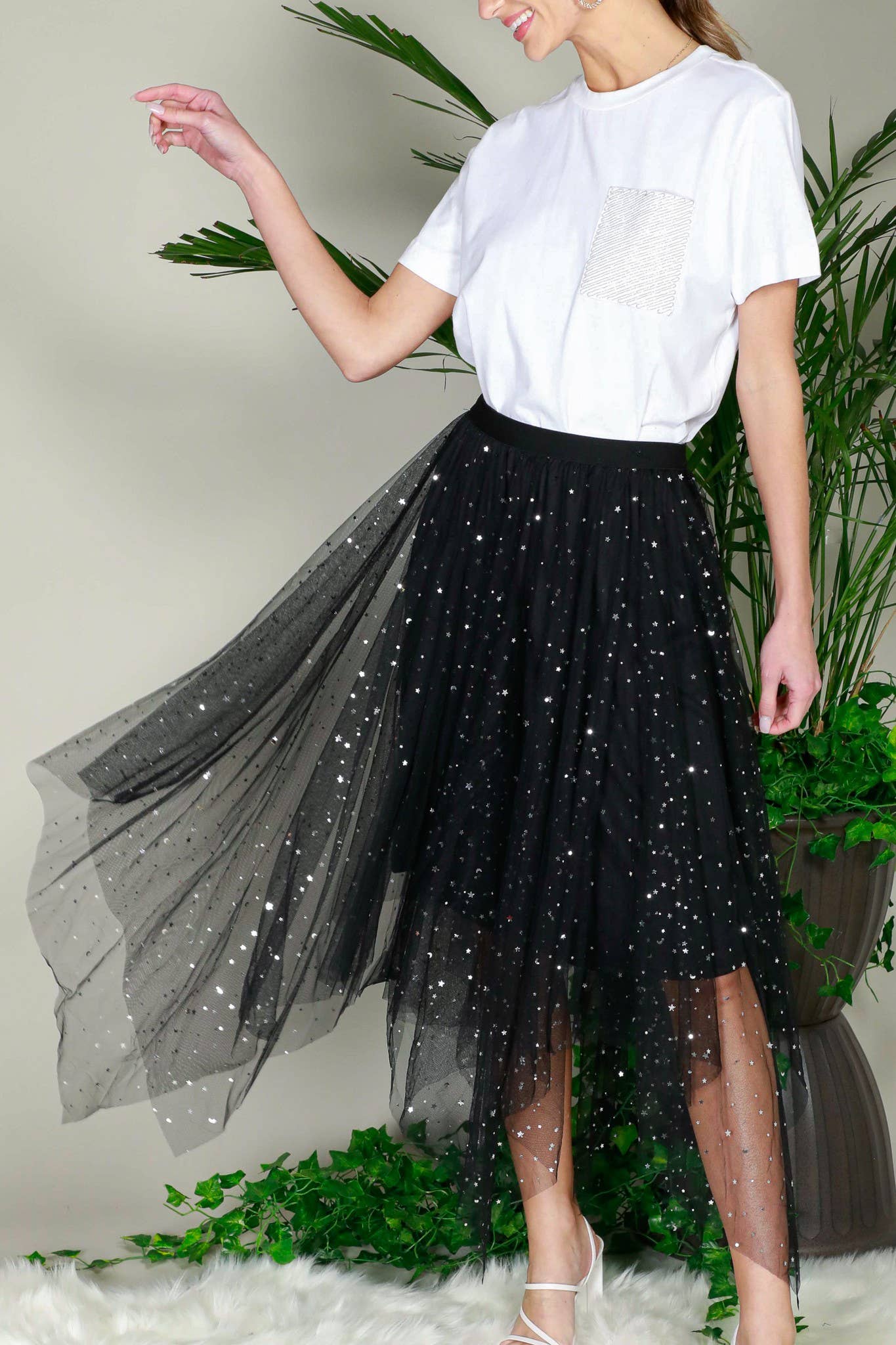 Star Glitter Mesh Skirt