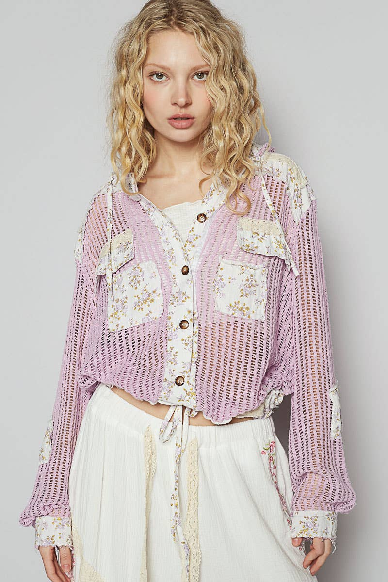 Floral Print Crochet Jacket