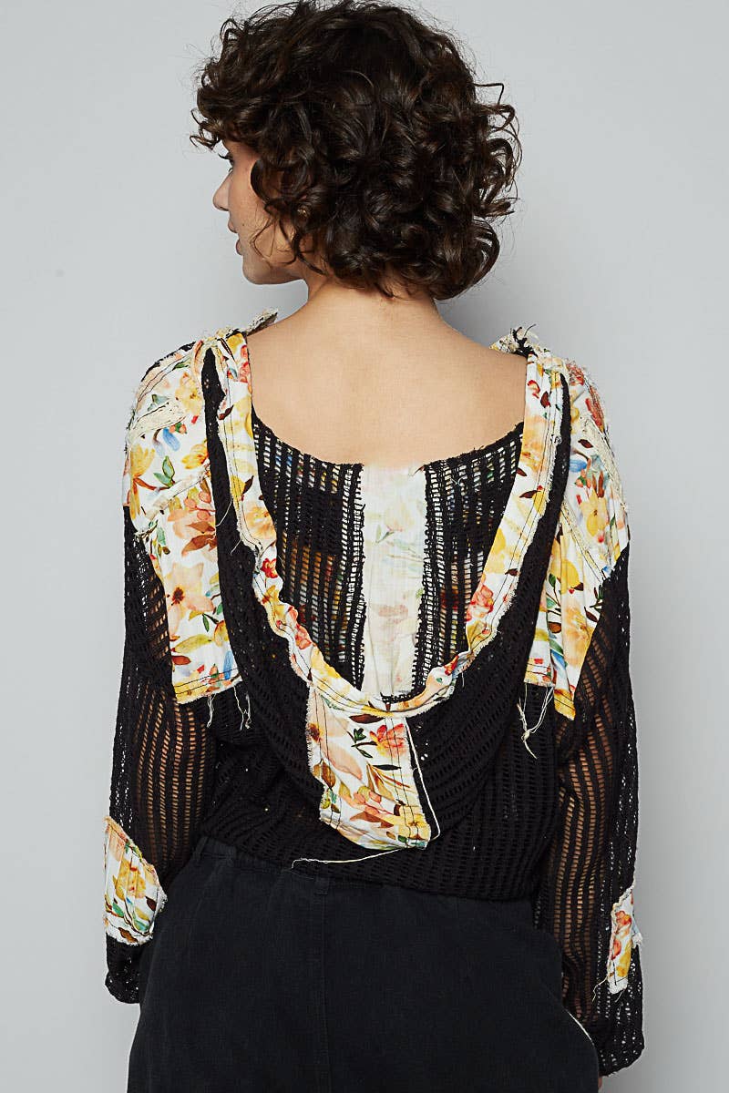 Floral Print Crochet Jacket