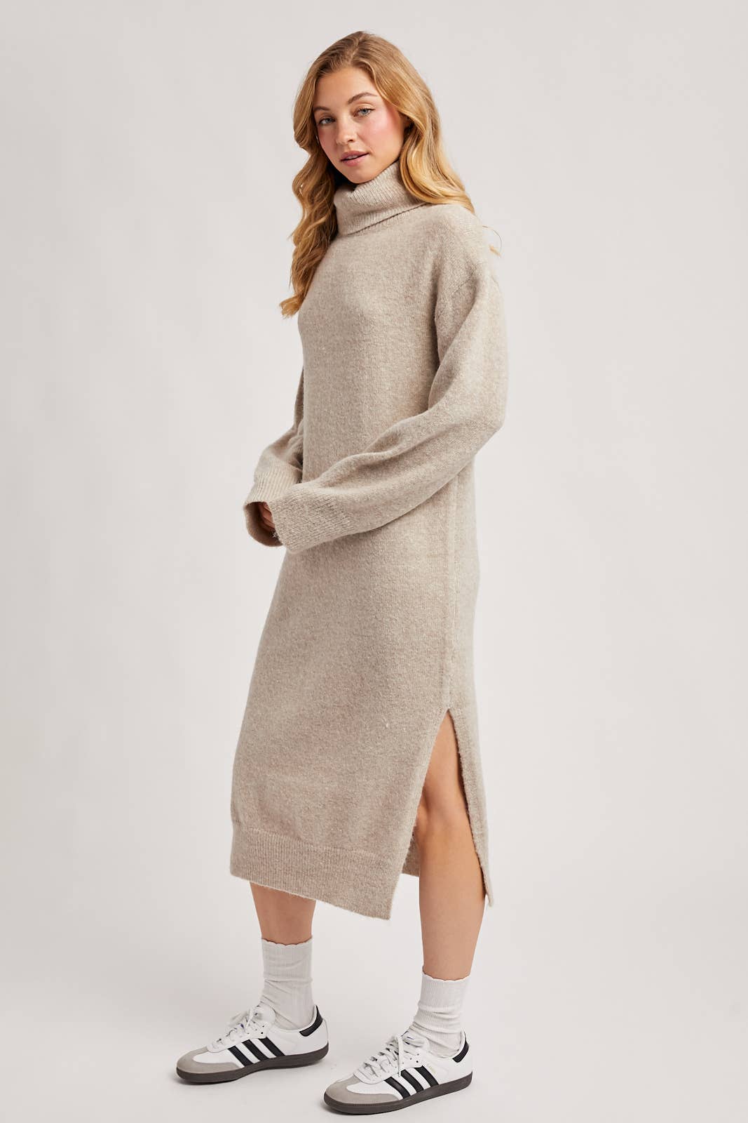 Turtleneck Knit Midi Dress