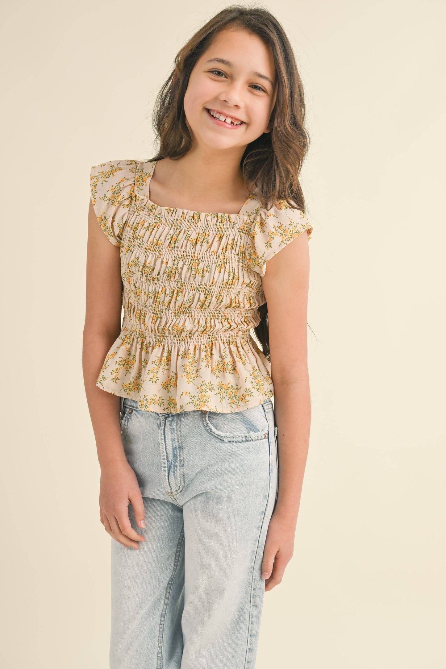 Flutter Sleeve Smocked Top