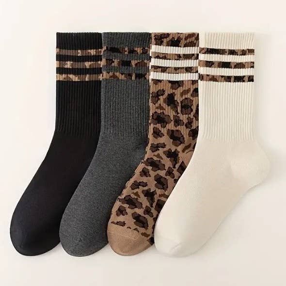 Animal Leopard Crew Socks
