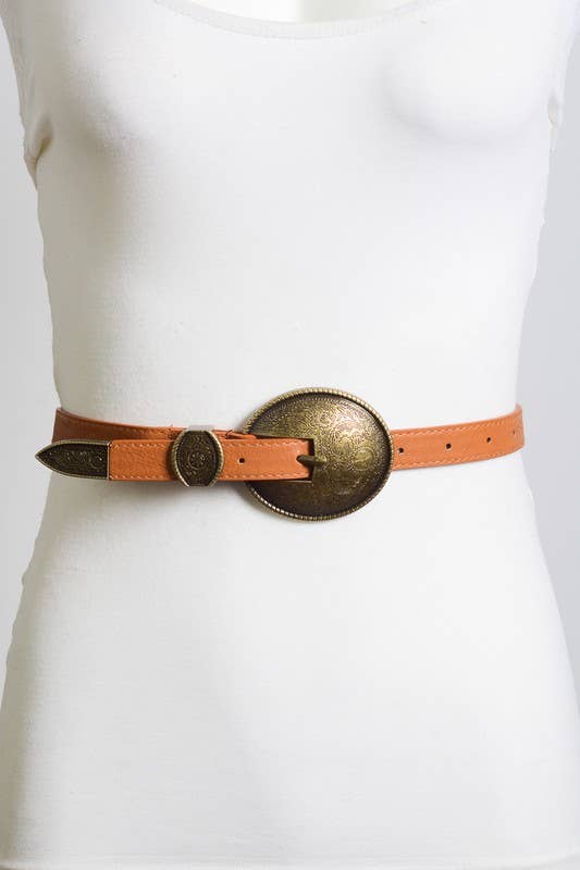 Vintage Embossed Buckle Belt