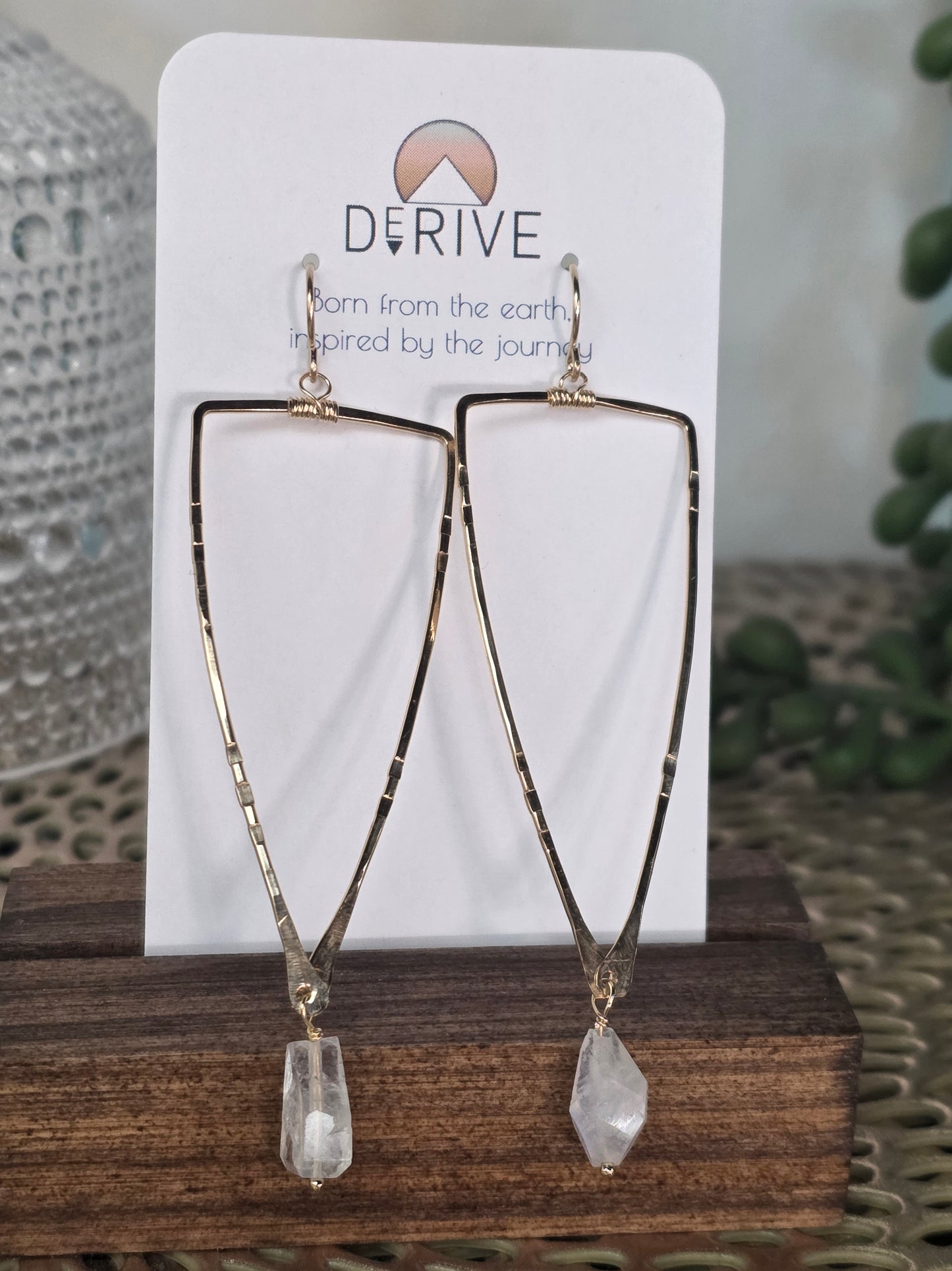 Triangle Moonstone Earrings