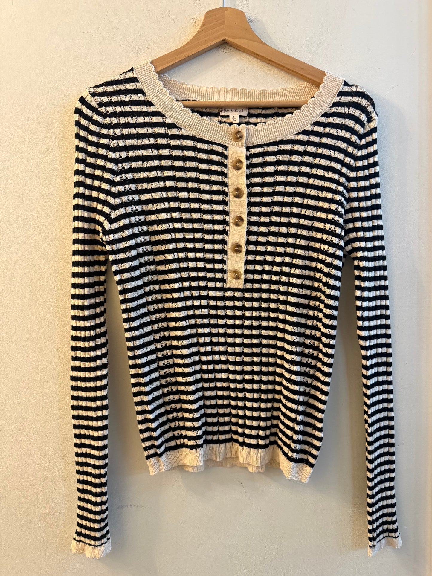 Stripped Knit Henley