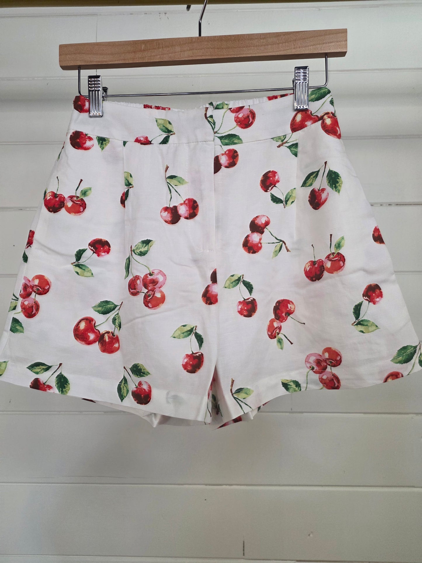 Cherry Pintuck Shorts