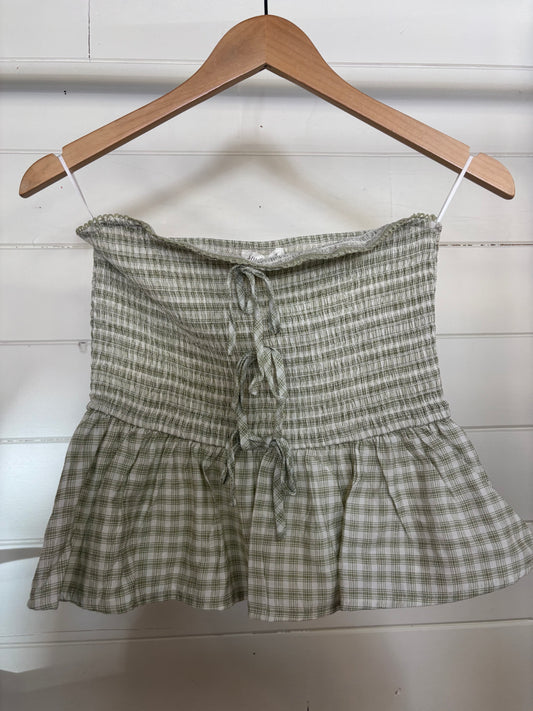 Plaid Strapless Ruffle