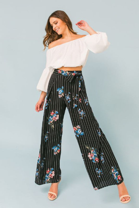 Pinstriped Floral Pants
