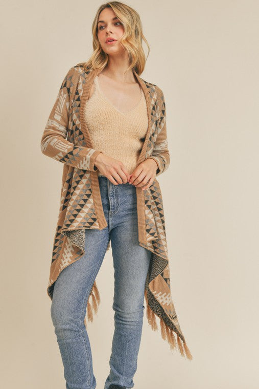 Geometric Draped Cardigan