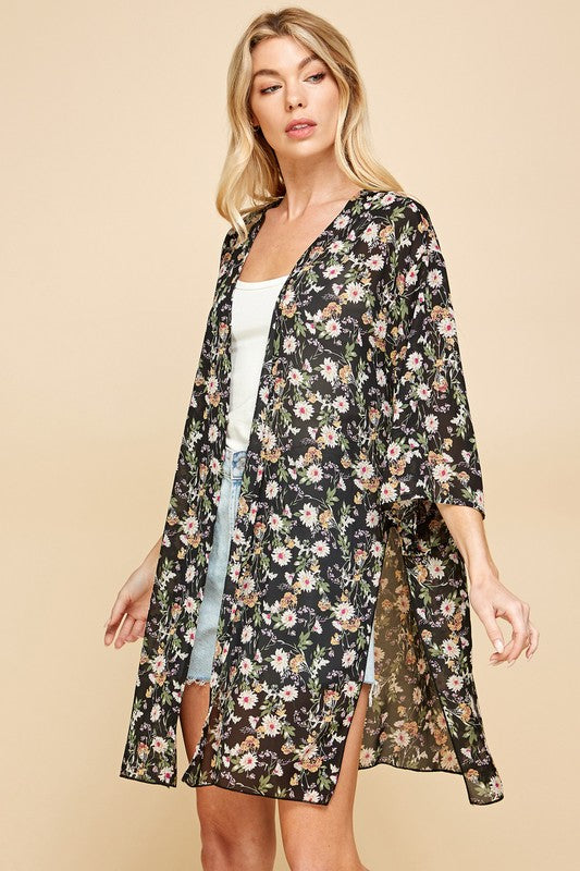 Floral Print Kimono