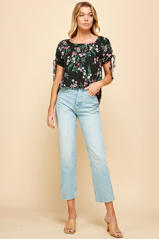 Floral Drawcord Top