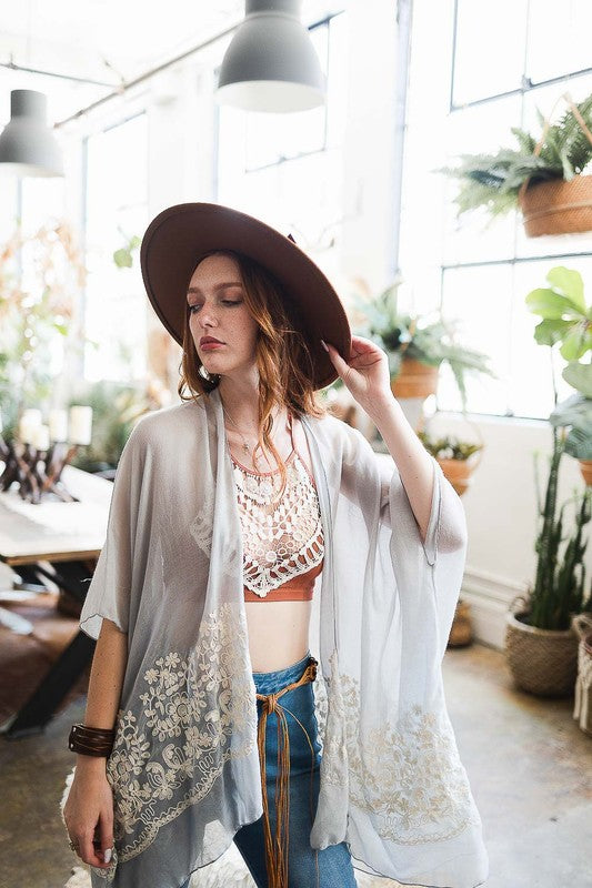 Floral Stitch Kimono