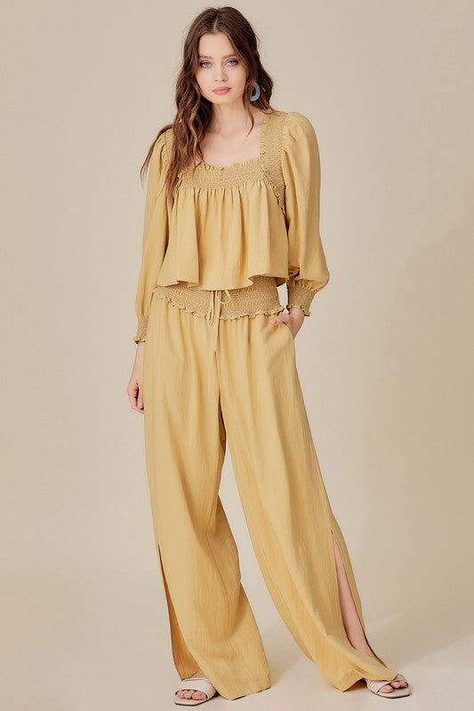 Smocked Detail Pants