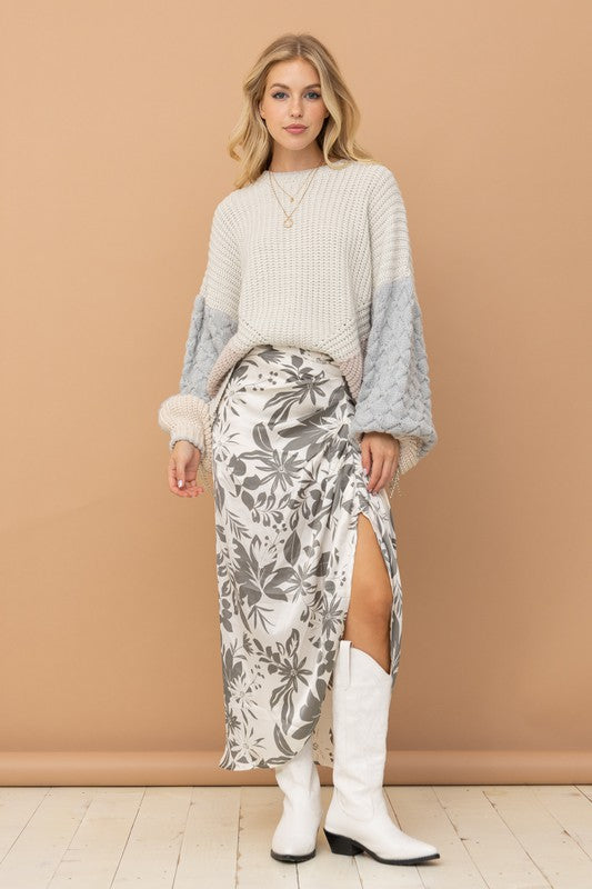 Satin Pleated Skirt