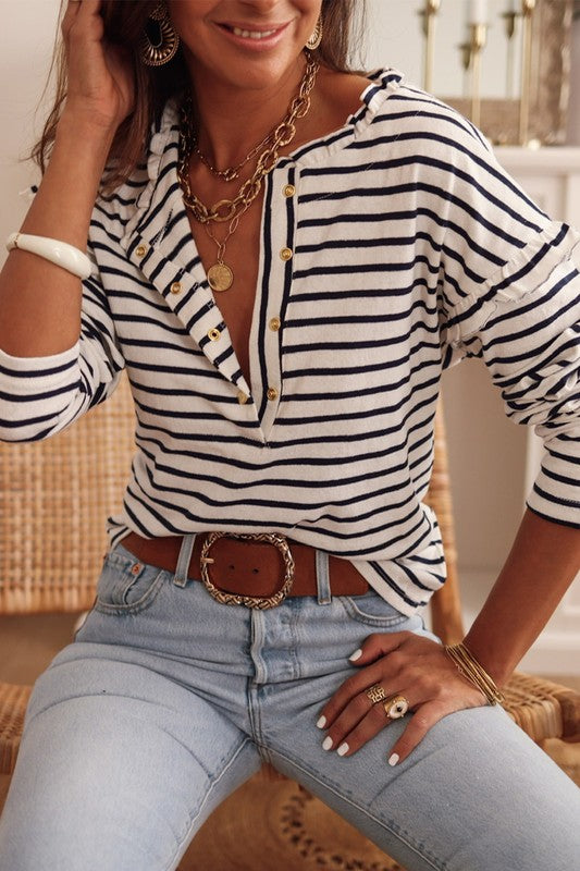 Striped Buttoned Top