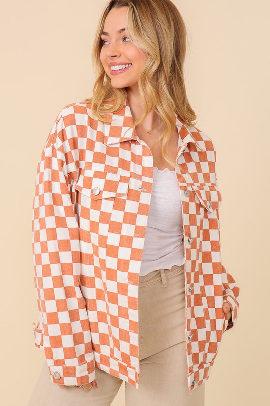 Checkered Denim Jacket