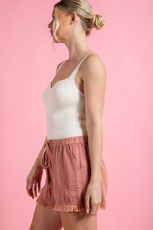 Washed Frayed Shorts