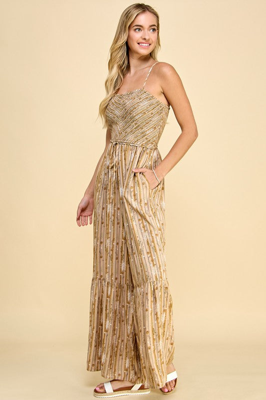 Floral Striped Jumpsuit
