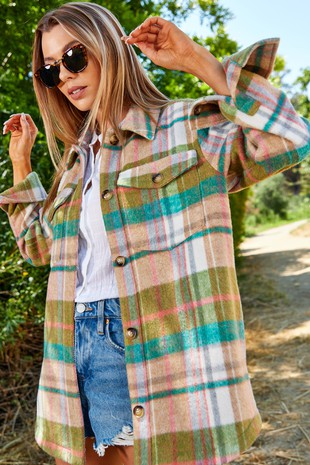 Multi Color Plaid Shacket