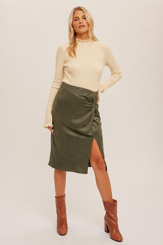Detailed Suede Skirt