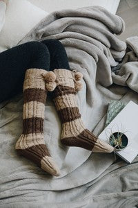 Striped Pom Pom Socks